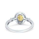 Halo Oval Art Deco Wedding Engagement Ring Simulated Cubic Zirconia 925 Sterling Silver