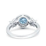 Halo Art Deco Wedding Engagement Bridal Ring Round Simulated Cubic Zirconia 925 Sterling Silver