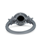 Halo Art Deco Wedding Engagement Bridal Ring Round Simulated Cubic Zirconia 925 Sterling Silver