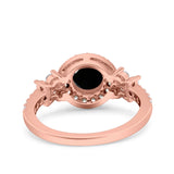 Halo Art Deco Wedding Engagement Bridal Ring Round Simulated Cubic Zirconia 925 Sterling Silver