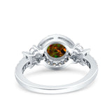 Halo Art Deco Wedding Engagement Bridal Ring Round Simulated Cubic Zirconia 925 Sterling Silver