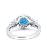 Halo Art Deco Wedding Engagement Bridal Ring Round Simulated Cubic Zirconia 925 Sterling Silver