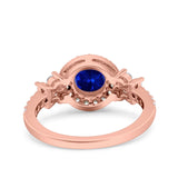 Halo Art Deco Wedding Engagement Bridal Ring Round Simulated Cubic Zirconia 925 Sterling Silver