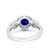 Halo Art Deco Wedding Engagement Bridal Ring Round Simulated Cubic Zirconia 925 Sterling Silver