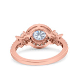 Halo Art Deco Wedding Engagement Bridal Ring Round Simulated Cubic Zirconia 925 Sterling Silver