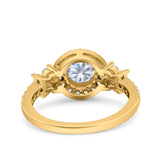 Halo Art Deco Wedding Engagement Bridal Ring Round Simulated Cubic Zirconia 925 Sterling Silver