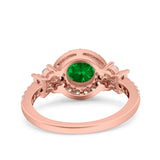 Halo Art Deco Wedding Engagement Bridal Ring Round Simulated Cubic Zirconia 925 Sterling Silver