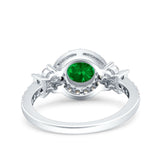 Halo Art Deco Wedding Engagement Bridal Ring Round Simulated Cubic Zirconia 925 Sterling Silver