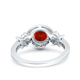 Halo Art Deco Wedding Engagement Bridal Ring Round Simulated Cubic Zirconia 925 Sterling Silver