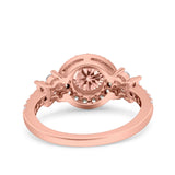 Halo Art Deco Wedding Engagement Bridal Ring Round Simulated Cubic Zirconia 925 Sterling Silver