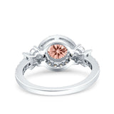 Halo Art Deco Wedding Engagement Bridal Ring Round Simulated Cubic Zirconia 925 Sterling Silver