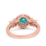 Halo Art Deco Wedding Engagement Bridal Ring Round Simulated Cubic Zirconia 925 Sterling Silver