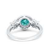 Halo Art Deco Wedding Engagement Bridal Ring Round Simulated Cubic Zirconia 925 Sterling Silver