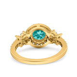 Halo Art Deco Wedding Engagement Bridal Ring Round Simulated Cubic Zirconia 925 Sterling Silver