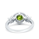 Halo Art Deco Wedding Engagement Bridal Ring Round Simulated Cubic Zirconia 925 Sterling Silver