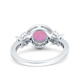 Halo Art Deco Wedding Engagement Bridal Ring Round Simulated Cubic Zirconia 925 Sterling Silver