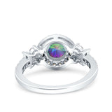 Halo Art Deco Wedding Engagement Bridal Ring Round Simulated Cubic Zirconia 925 Sterling Silver