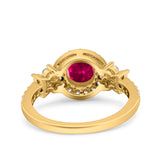 Halo Art Deco Wedding Engagement Bridal Ring Round Simulated Cubic Zirconia 925 Sterling Silver