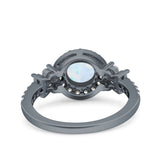 Halo Art Deco Wedding Engagement Bridal Ring Round Simulated Cubic Zirconia 925 Sterling Silver