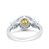 Halo Art Deco Wedding Engagement Bridal Ring Round Simulated Cubic Zirconia 925 Sterling Silver