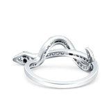 Half Eternity Snake Ring Band Simulated Cubic Zirconia 925 Sterling Silver (9mm)