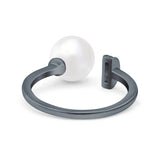 Round Pearl Simulated Cubic Zirconia 925 Sterling Silver