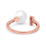 Round Pearl Simulated Cubic Zirconia 925 Sterling Silver