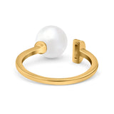 Round Pearl Simulated Cubic Zirconia 925 Sterling Silver