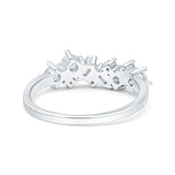 Half Eternity Cluster Ring Wedding Engagement Band Baguette Simulated CZ 925 Sterling Silver (6mm)
