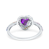 Heart Art Deco Multi Color Wedding Bridal Ring Simulated Cubic Zirconia 925 Sterling Silver