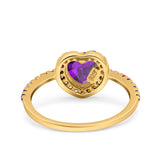 Heart Art Deco Multi Color Wedding Bridal Ring Simulated Cubic Zirconia 925 Sterling Silver