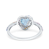 Heart Art Deco Multi Color Wedding Bridal Ring Simulated Cubic Zirconia 925 Sterling Silver