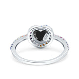 Heart Art Deco Multi Color Wedding Bridal Ring Simulated Cubic Zirconia 925 Sterling Silver