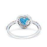 Heart Art Deco Multi Color Wedding Bridal Ring Simulated Cubic Zirconia 925 Sterling Silver