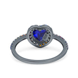 Heart Art Deco Multi Color Wedding Bridal Ring Simulated Cubic Zirconia 925 Sterling Silver