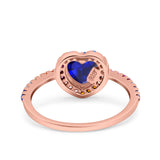 Heart Art Deco Multi Color Wedding Bridal Ring Simulated Cubic Zirconia 925 Sterling Silver