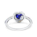Heart Art Deco Multi Color Wedding Bridal Ring Simulated Cubic Zirconia 925 Sterling Silver