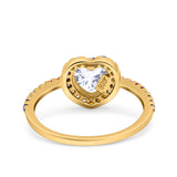 Heart Art Deco Multi Color Wedding Bridal Ring Simulated Cubic Zirconia 925 Sterling Silver