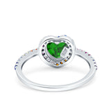 Heart Art Deco Multi Color Wedding Bridal Ring Simulated Cubic Zirconia 925 Sterling Silver
