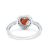 Heart Art Deco Multi Color Wedding Bridal Ring Simulated Cubic Zirconia 925 Sterling Silver