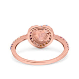 Heart Art Deco Multi Color Wedding Bridal Ring Simulated Cubic Zirconia 925 Sterling Silver