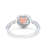 Heart Art Deco Multi Color Wedding Bridal Ring Simulated Cubic Zirconia 925 Sterling Silver
