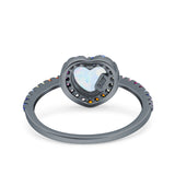Heart Art Deco Multi Color Wedding Bridal Ring Simulated Cubic Zirconia 925 Sterling Silver
