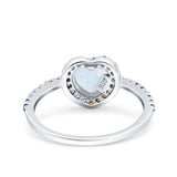 Heart Art Deco Multi Color Wedding Bridal Ring Simulated Cubic Zirconia 925 Sterling Silver