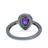 Pear Art Deco Multi Color Wedding Bridal Ring Simulated Cubic Zirconia 925 Sterling Silver