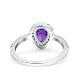 Pear Art Deco Multi Color Wedding Bridal Ring Simulated Cubic Zirconia 925 Sterling Silver