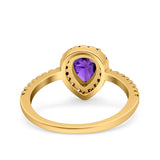 Pear Art Deco Multi Color Wedding Bridal Ring Simulated Cubic Zirconia 925 Sterling Silver