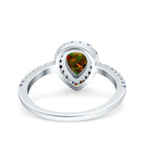 Pear Art Deco Multi Color Wedding Bridal Ring Simulated Cubic Zirconia 925 Sterling Silver
