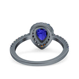 Pear Art Deco Multi Color Wedding Bridal Ring Simulated Cubic Zirconia 925 Sterling Silver