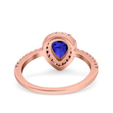 Pear Art Deco Multi Color Wedding Bridal Ring Simulated Cubic Zirconia 925 Sterling Silver